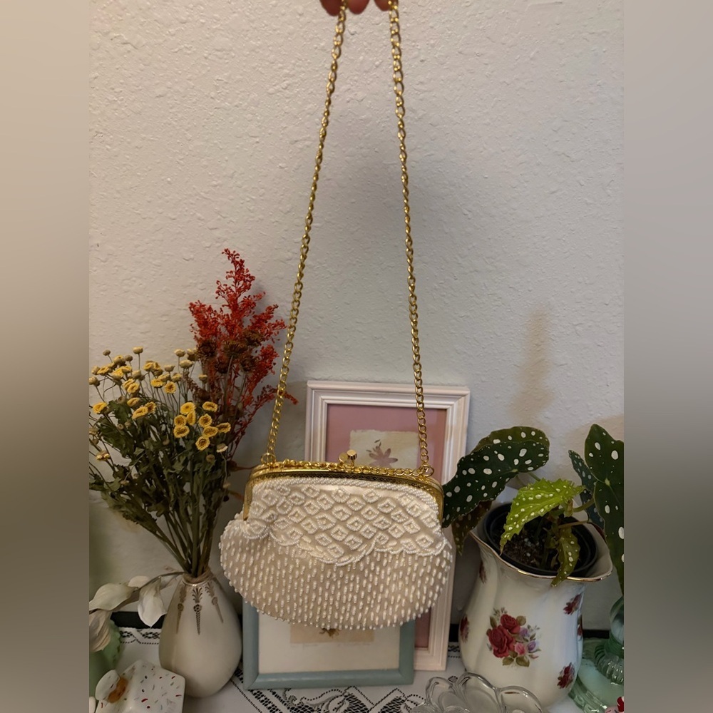 *EUC* Vintage Mid Century Walborg Hand Beaded Kiss lock Convertible Purse - Picture 3 of 6